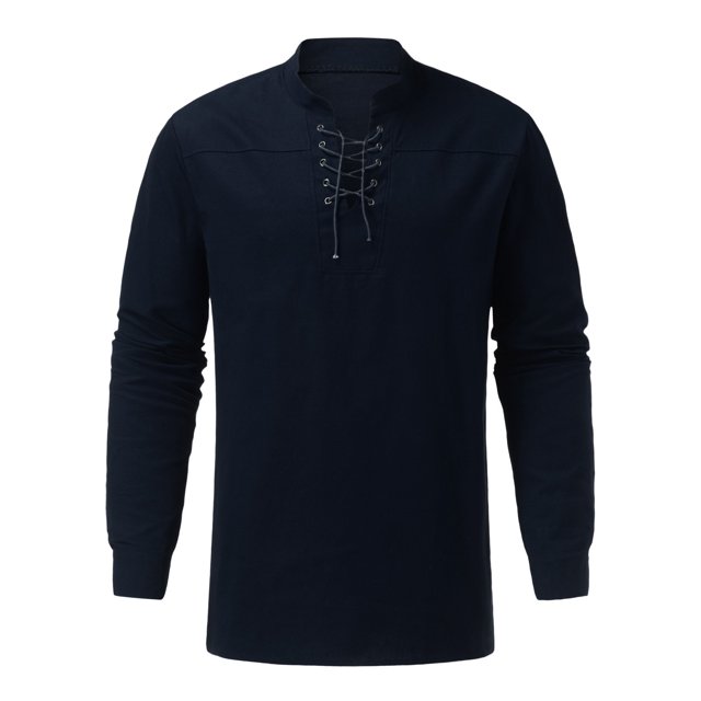 Chemises Hommes Mode Rétro Couleur Unie Col en Dentelle Chemise Décontractée Ample