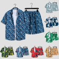 thumbnail image 4 of MYG Ensemble 2 Pcs pour Homme, Chemise à Manches Courtes à Imprimé Floral et Short, Style Hawaïen de Plage, 4 of 9