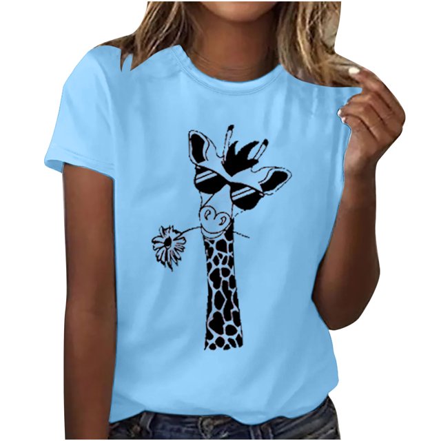 Birdeem T-Shirts Imprimés pour Femmes et Filles, Manches Courtes, Col Rond, Blouse