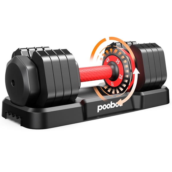 Pooboo 55LB Adjustable Dumbbells Single,15LB to 55LB Hex Adjustable Dumbbells of 2 Anti-Slip Handle, Suitable for Home Gym Exercise Equipment