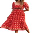 thumbnail image 4 of MesaSe Robe d'Été Bohème pour Femmes Imprimé Floral Col Carré à Volants Robe Longue Maxi de Plage Style E s, 4 of 5