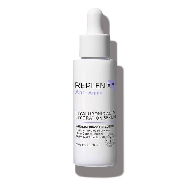 Replenix Sérum à l'Acide Hyaluronique Hydratation Pure - Traitement Anti-âge de Qualité Médicale, Réduit l'Apparence des Rides, Teint Irrégulier, Raffermissant, 1 oz.