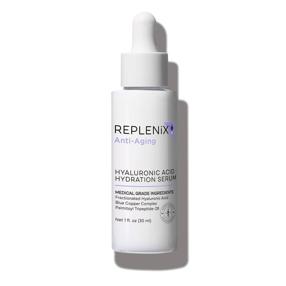 Replenix Sérum à l'Acide Hyaluronique Hydratation Pure - Traitement Anti-âge de Qualité Médicale, Réduit l'Apparence des Rides, Teint Irrégulier, Raffermissant, 1 oz.