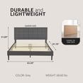 thumbnail image 2 of DeCoro Mornington Upholstered 2.0 Platform Bed w/ Metal Frame, Light Grey, Queen, 2 of 9