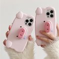 thumbnail image 2 of Étui Support Invisible 3D Nez de Cochon à Bave Rose Amusant pour iPhone 13 14 12 11 15 Pro Max Mignon Créatif Support Support Antichoc, 2 of 6