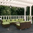thumbnail image 1 of vidaXL Salon de Jardin 10 Pcs avec Coussins Brun en Rotin Poly, 1 of 5