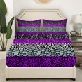 thumbnail image 2 of Leopard Print Fitted Sheet Queen Size,Rustic Cheetah Zebra Skin Texture Patchwork Bedding Set For Girls Women Glitter Sequins Romantic Bed Sheets,Purple Chic Bed Set,2 Pillowcases （No Top Sheet）, 2 of 5