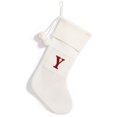 thumbnail image 1 of Christmas Knitted Stocking With Personalised Alphabet Letter Initial White Christmas Alphabet Y, 1 of 9