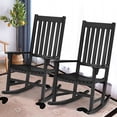 thumbnail image 3 of Gymax 2PCS Wood Rocking Chair Porch Rocker High Back Garden Seat Indoor Outdoor Black, 3 of 10