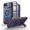 thumbnail image 1 of Dexnor for iPhone 16e Case with Slide Camera Cover & Adjustable Kickstand & Built-in Screen Protector,Compatible with MagSafe Shockproof Bumper Heavy-Duty Magnetic Protective Cover,Purple, 1 of 7