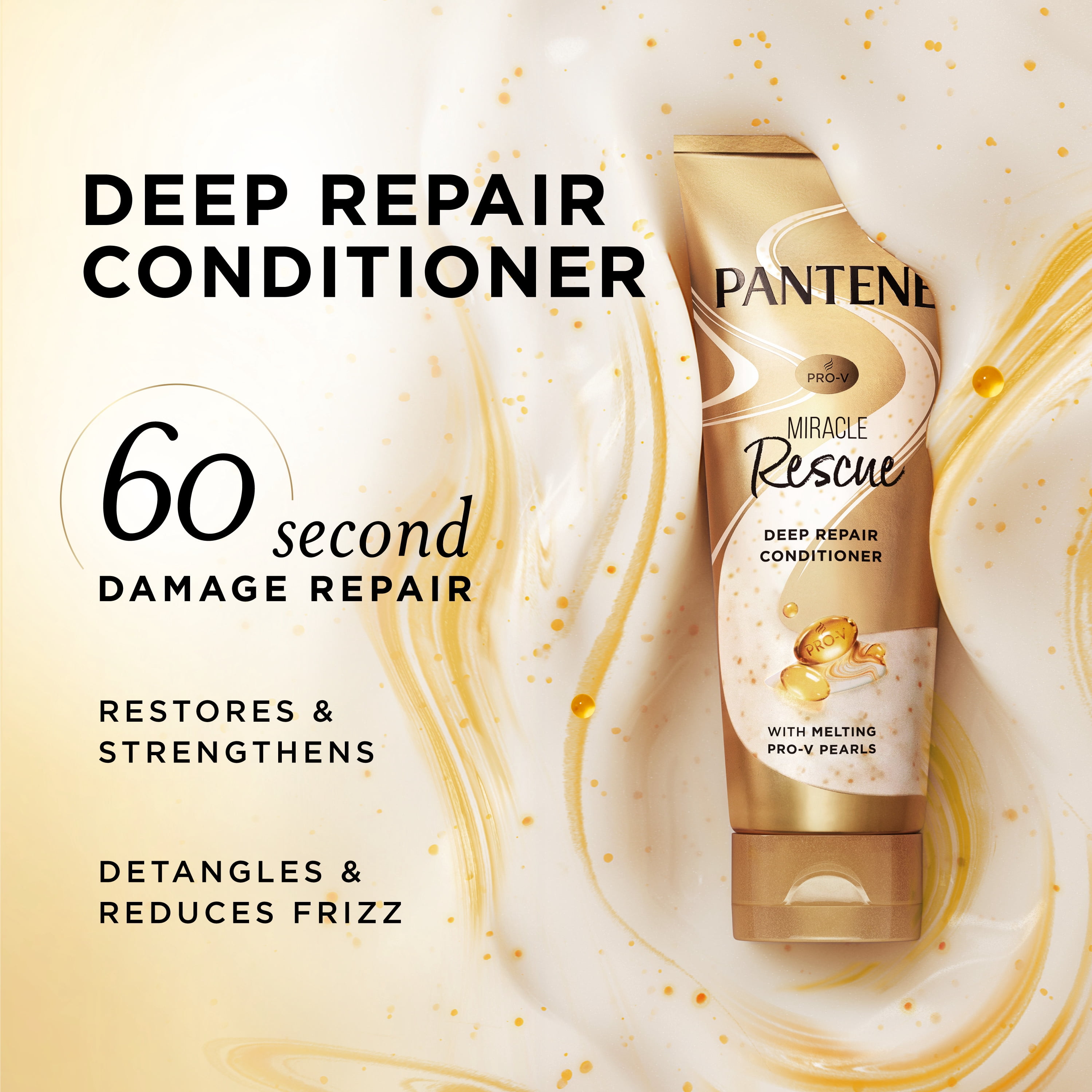 Revitalisant Réparateur enProfondeur Pantene, Masque Capillaire, Perles Fondantes Pro-V, Miracle Rescue, Réparation Des Dommages, Pour Des Cheveux Forts, Brillants et Sains, 237 mL