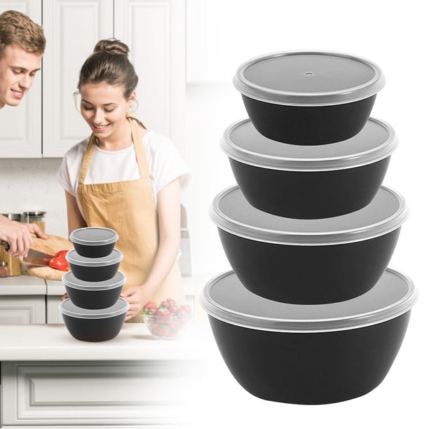 Kjfeif 4-Piece Plastic Mixing Bowl Set with Lids, Nestable Prep
