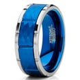 thumbnail image 2 of Men Tungsten Blue Wedding Band Hammered Ring Comfort-Fit 8MM Silvertone, 2 of 4