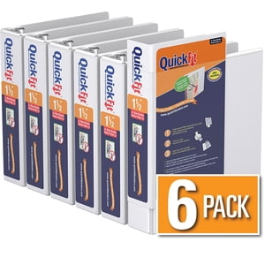QuickFit 8.5 x 5.5 Hevy Duty View Binder, Anneau rond, 6 Boîte (1.5", Blanc)