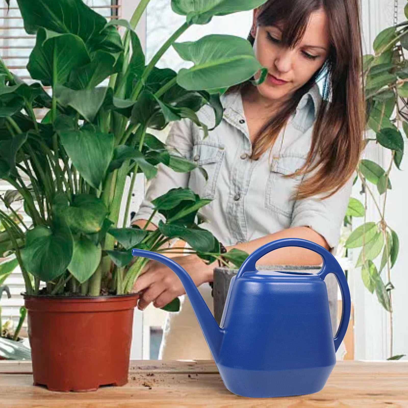 EGNMCR Plant Watering Can Watering Can 1 Gallon Long Spout Watering Can Flower Patterns Indoor Watering Can With Handle Plastic Watering Can For Garden Plants watering can