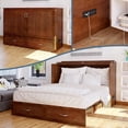 thumbnail image 1 of AFI Hamilton Queen Solid Wood Murphy Bed Chest with Mattress in Walnut, 1 of 20