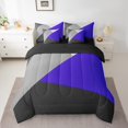 thumbnail image 2 of YST Navy Blue Black Gray Comforter Set, Rustic Farmhouse Bedding, 7-Piece, King, Patchwork Geometric Triangle, Modern Abstract, 2 of 5
