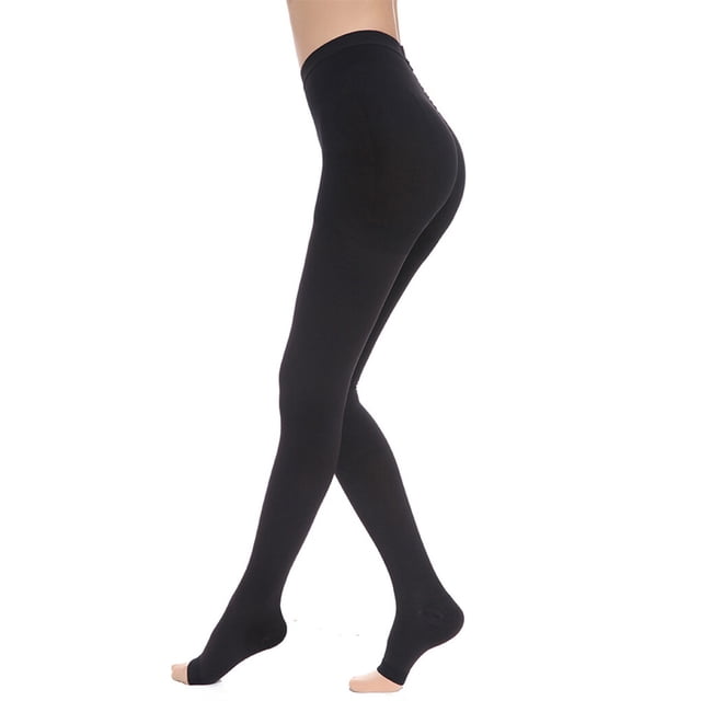Collants de Compression, Collants de Compression à Soutien Gradué, Bas de Compression pour Varices pour la Circulation. Noir Bout Exposé TTG