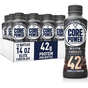 Elite Core Power High Protein Shake 42g Protein, Chocolate 414ml (Pack of 12 Bottles)