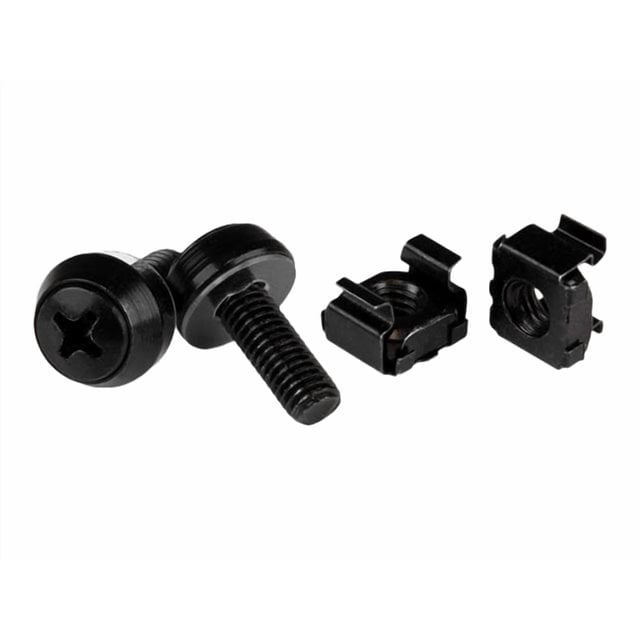 StarTech.com M6 x 12mm Screws and Cage Nuts - 100 Pack - M6 Mounting Screws and Cage Nuts for Server Rack and Cabinet - Black (CABSCREWM62B) - Rack screws and nuts - black - for P/N: RACK-18U-20-WALL-OA, RACK-21U-20-WALL-OA, RACK-24U-20-WALL-OA, RK12OD2, RK3236BKF