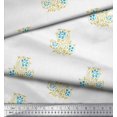 thumbnail image 2 of Soimoi Polyester Crepe Fabric Leaves & Floral Block Printed Fabric 1 Yard 52 Inch Wide, 2 of 3