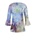 thumbnail image 4 of Blouses pour Femmes, T-shirt Imprimé Mode Manches 3/4 Blouse Col en V Hauts Décontractés, 4 of 5