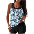 thumbnail image 2 of UPPADA 2 Piece Full Coverage Swimsuits for Women Floral Athleti Crewneck Bathing Suits High Waisted Tummy Control Modest Swimwear Comfy Tankini Top with Shorts Light Blue,M, 2 of 5