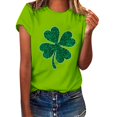 thumbnail image 1 of Vente de Liquidation!! T-Shirt de la Saint-Patrick pour Femmes, T-Shirt Graphique Trèfle Vert, Col Rond, Manches Courtes, Tunique Décontractée, Vert + TG, 1 of 3