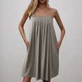 thumbnail image 3 of Pyjama pour Femmes Zeophrasy Nuisette pour Femmes avec Poches Chemises de Nuit Sans Manches Tenue de Nuit Chemise de Nuit à Plis devant Col Rond Robe de Nuit Clearacne Moins de 5, 3 of 6