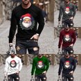 thumbnail image 1 of UVEASISHA Liquidation à 90 pour Cent T-Shirts de Noël pour Hommes à Manches Longues Col Rond T-Shirts Grande Taille Imprimé Père Noël T-Shirts Graphiques Amusants pour Hommes Cadeaux de Noël Mode T-Shirt Hipster Hauts Bleu Marine P, 1 of 6