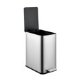 thumbnail image 1 of 2.6 Gallon / 10L Stainless Steel Trash Can with Foot Pedal – Soft-Close Lid, Removable Inner Bucket, Slim Rectangular Garbage Bin for Bathroom, Kitchen, or Office – Brushed Silver Finish, 1 of 7
