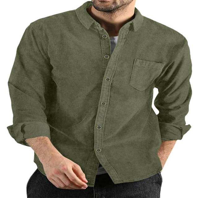 Men‘s Spring Autumn Cual Shirts Solid Color Long Sleeve Lapel Tops Button Shirts for Party