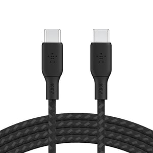 Belkin USB-C to USB-C Cable, BoostCharge Braided Power Cable (2M/6.6ft), Fast Charging Cable w/ 100W Power Delivery, USB-IF Certified for iPhone 16, MacBook, Chromebook, Galaxy & More - Black