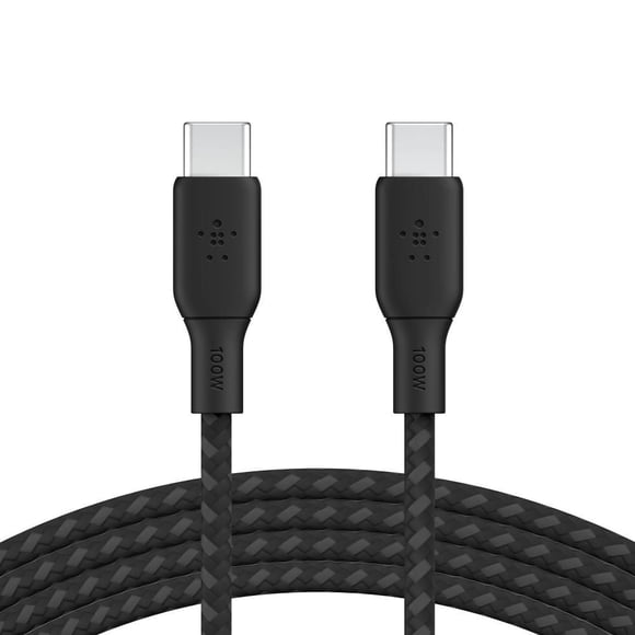 Belkin USB-C to USB-C Cable, BoostCharge Braided Power Cable (2M/6.6ft), Fast Charging Cable w/ 100W Power Delivery, USB-IF Certified for iPhone 16, MacBook, Chromebook, Galaxy & More - Black