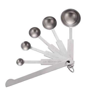 Compact Storage Measuring Spoons, Stainless Steel for Accurate Dry and Liquid Ingredients, Heavy Duty and Rust-Resistant, 5 Versatile Sizes with Engraved Imperial and Metric Units