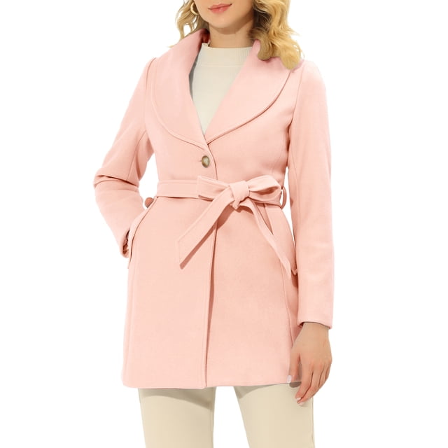 INSPIRE CHIC Manteau Trench Long pour Femme, Mignon, à Col Rabattu, à Simple Boutonnage, avec Ceinture