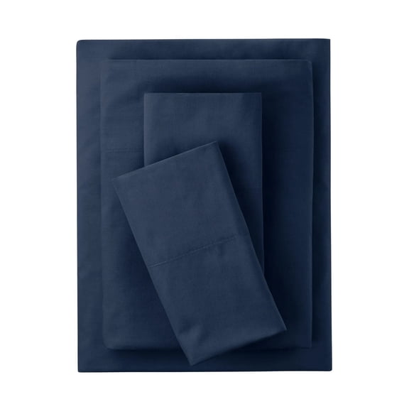 Mainstays 4-Piece 300 Thread Count Blue- CVC Cotton Blend Bed Sheet Set, Queen (Adult)
