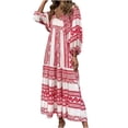 thumbnail image 1 of RKSTN Robes pour Femme Robe à Imprimé Floral à Manches Bouffantes Grande Taille Robe à Manches Courtes à Col en V Fluide Robe Maxi de Soirée, 1 of 5