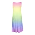 thumbnail image 4 of Robes d'Été à Étages pour Femmes 2024 Décontractées Tendance, Robes Soleil à Étages pour Femmes, Robes d'Été pour Femmes Plage Sans Manches à Bretelles Spaghetti Robe Teinture sur Nœuds Dégradé à Volants Fluide Plissée Robes, 4 of 5