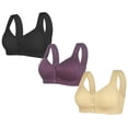 thumbnail image 1 of LOVZFMLL 3 Pack Plus Size Bras for Women Solid Color Comfort Soft Push Up Bra No Underwire Full Coverage Front Closure Everyday Bralettes Z M, 1 of 2
