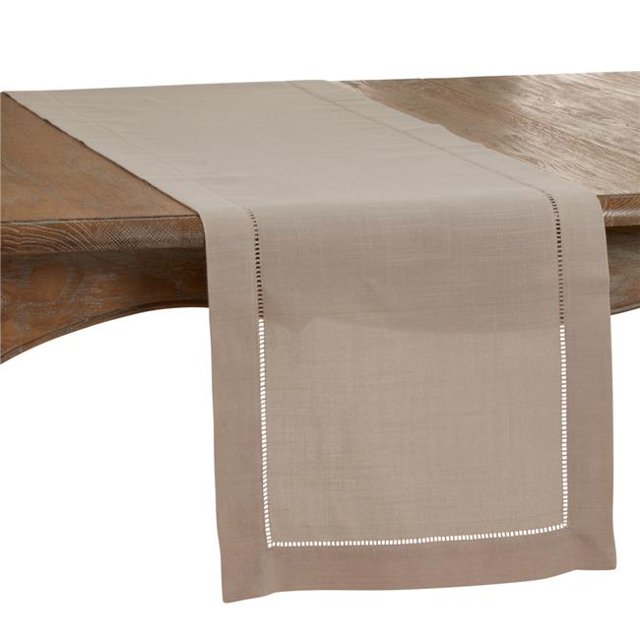 SARO 6308.T1690B 16 x 90 Po Classique Oblongue Ourlet Border Table Runner Tan