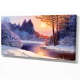 thumbnail image 1 of Designart - Christmas forest with river - Landscapes Painting Print on Wrapped Canvas, 1 of 2