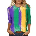 thumbnail image 1 of Penkiiy T-shirt Blouse Décontractée à Col Rond Manches 3/4 Mode Mardi Gras pour Femmes 2TG Multicolore, 1 of 5