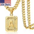 thumbnail image 2 of Initial 26 Letters Pendant Gold Stainless Steel Cuban Curb Chain Jewelry, 2 of 5