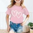 thumbnail image 2 of PMVFHDE T-Shirt d'Été pour Filles à Imprimé Graphique Mignon, Col Rond, Manches Courtes – Haut Décontracté Respirant pour Enfants, Jeux Extérieurs, T-Shirt Décontracté d'Été Rose, 7-8 Ans, 2 of 5