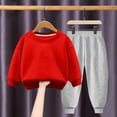 thumbnail image 3 of Pisexur Ensemble 2 Pcs pour Bébé Filles Garçons Automne Hiver Mode Décontractée Polaire Couleur Unie Manches Longues Col Rond Chandails en Molleton et Pantalons Vêtements de Détente Ensemble de Survêtement pour Enfants 3-8 Ans, 3 of 4