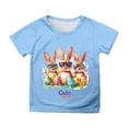 thumbnail image 1 of Chandails pour Garçons, Manches Courtes, Tenue de Pâques, Mignon Lapin Imprimé, Hauts d'Été à Col Rond, T-Shirts Basiques, T-Shirts pour Filles 8-10 Ans, 1 of 4