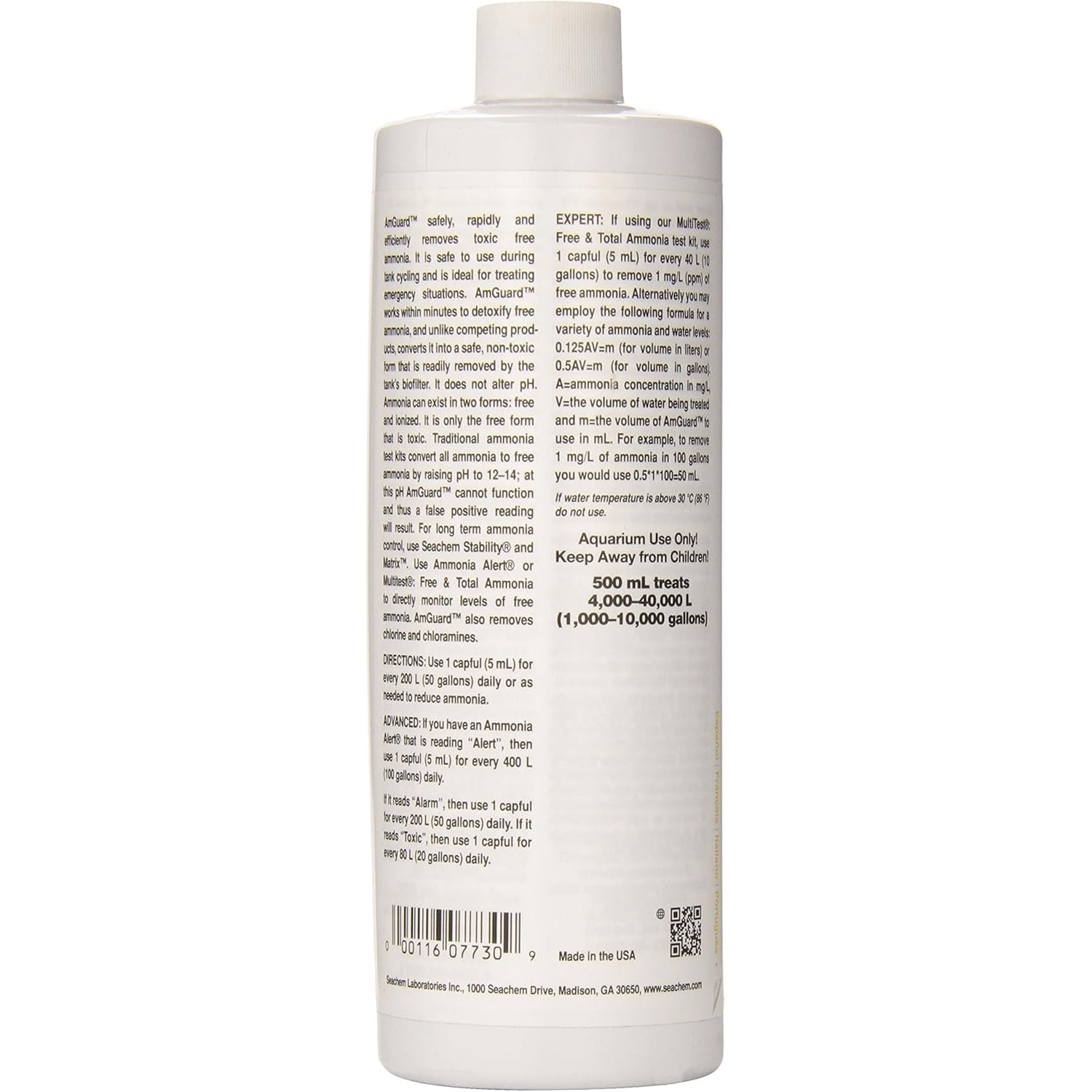 Seachem Liquid Amguard Aquarium  Ammonia Remover Treatment, 500mL for Fish Tanks
