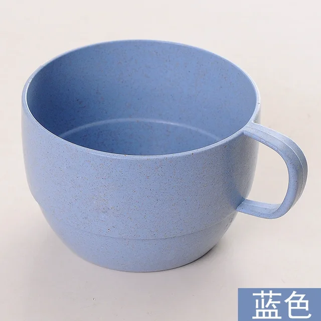 Zhuge Wheat Straw Plastic Coffee Cups Reusable Mugs with Handles, Unbreakable, Lightweight-4pcs,Blue