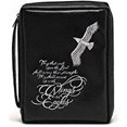 thumbnail image 1 of BC: Wings as Eagles Black Embroidered Leather Like Vinyl Large, 1 of 3